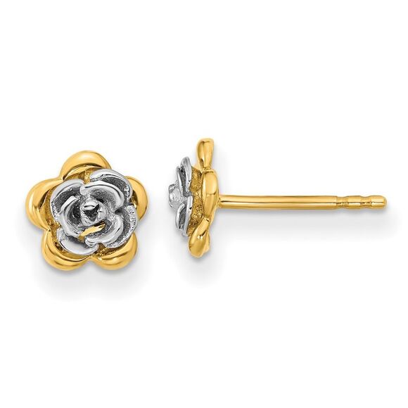 Kazi Luxury 14K Two-tone Flower Post Earrings